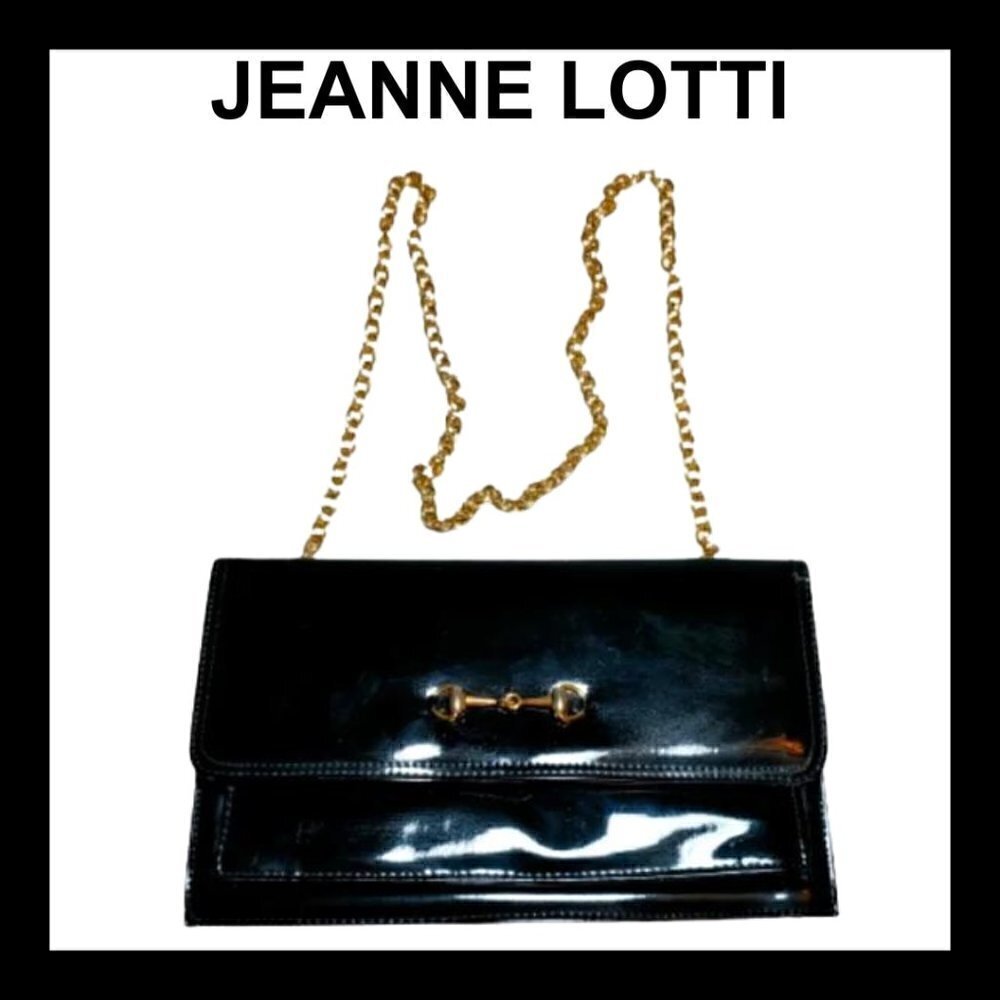 JEANNE LOTTI black patent leather shoulder crossbody bag